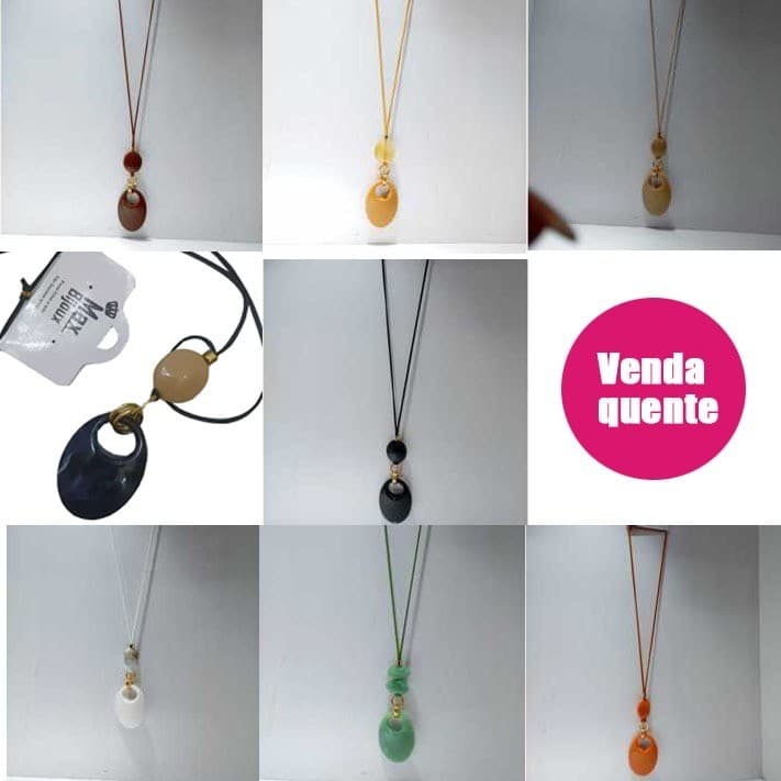 Colar Longo Feminino com Pedra Natural Elegância e Natureza em um Acessório Rio-333