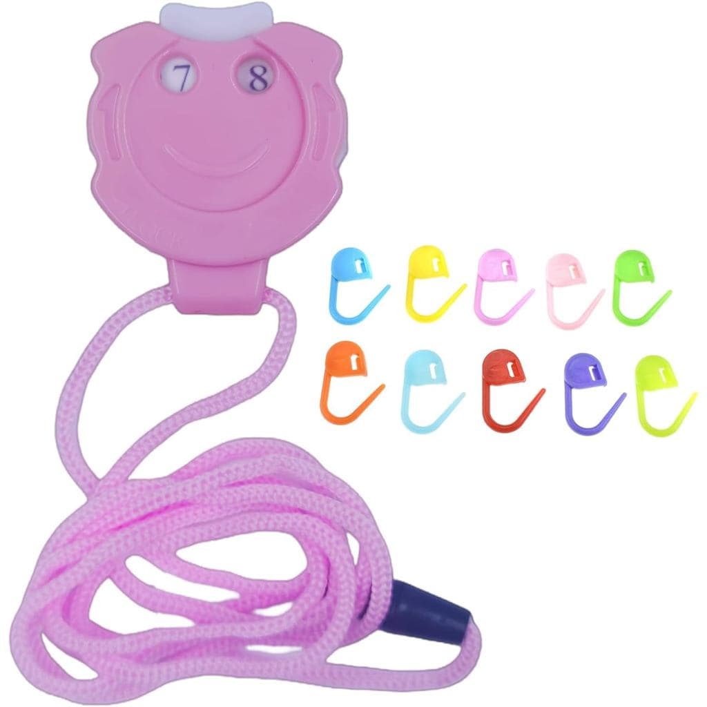 VVZOWW Ferramenta de Tricô, Dispositivo de Contagem Manual, Contador de Pontos para Tricô e Crochê, 2 Peças, Rosa-01
