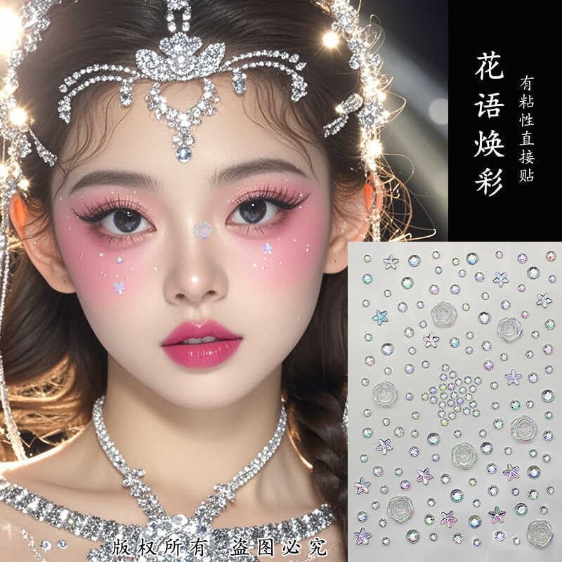 Adesivo de diamante adesivo facial dia das crianças decoração de um estágio adesivo de diamante brilhante influenciador