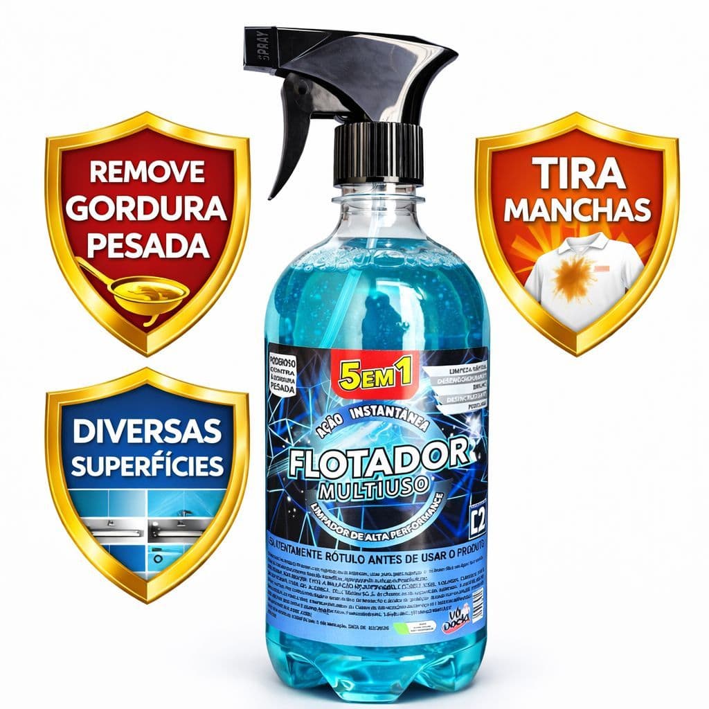 Flotador Super Multiuso Vodocia Alta Performance Remove Gordura Manchas Sujeira Pesada Sofá Parede Tapete E Inox 1 Litro
