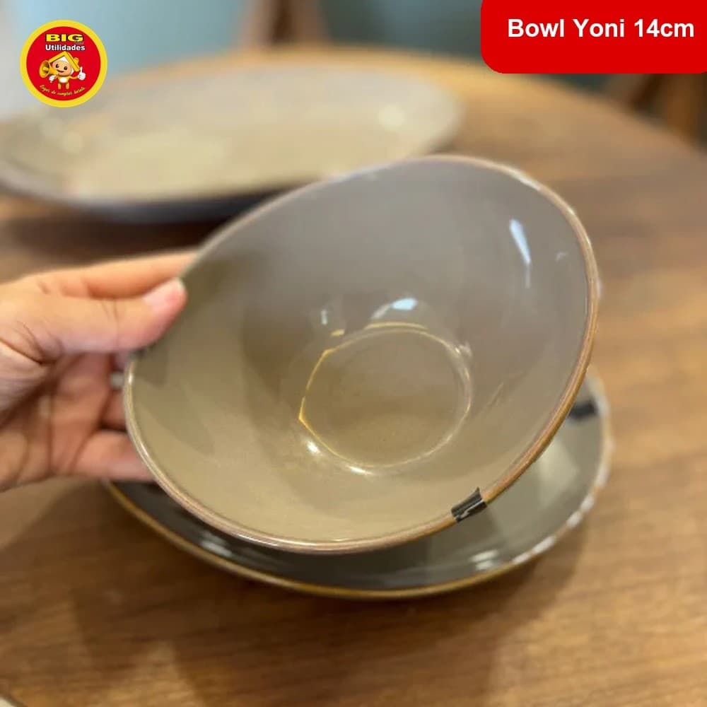 Bowl Cerâmica Yoni 14cm Wellmix Tigela Redonda para Cereal e Petiscos Mesa Posta