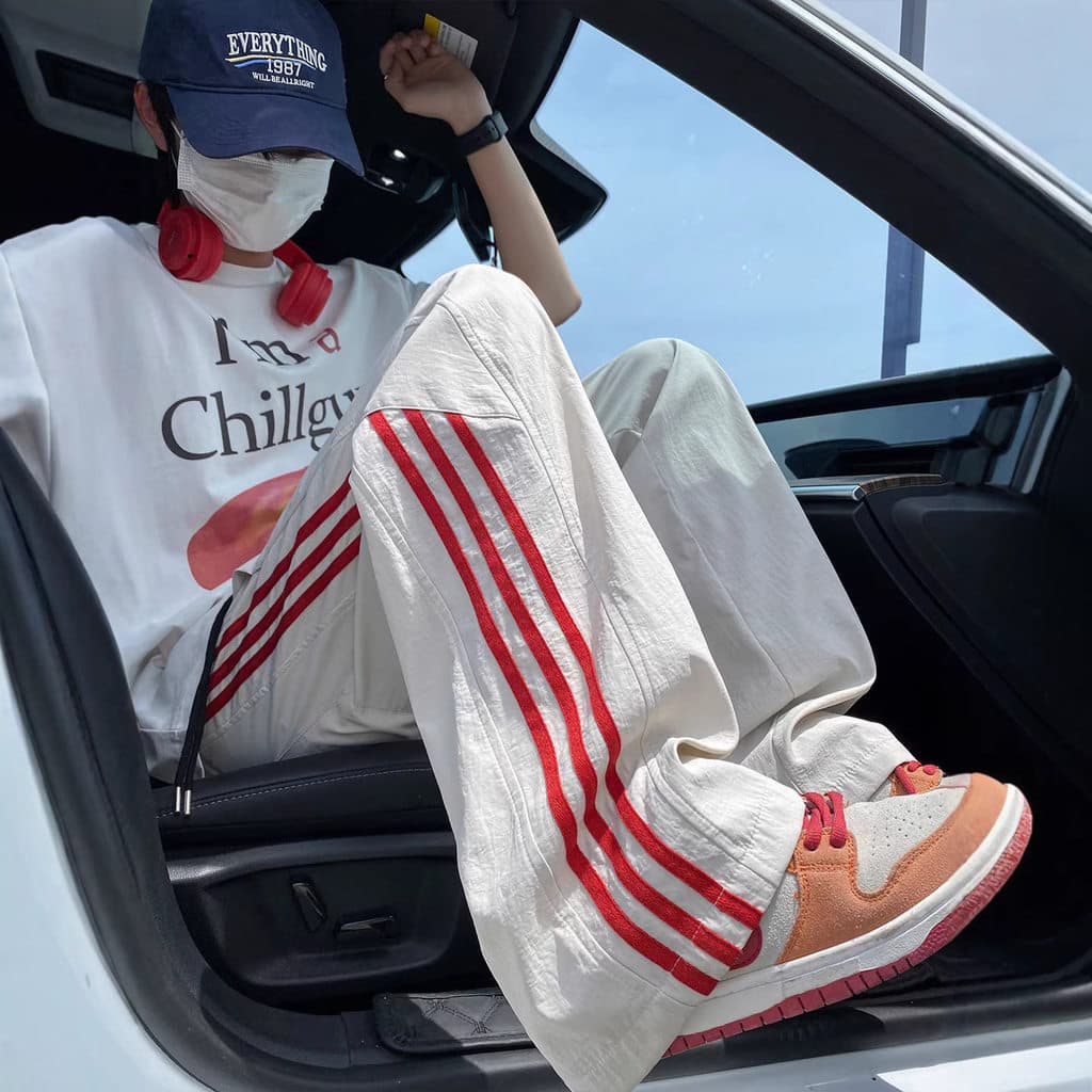 Calças de trabalho finas de seda gelo de secagem rápida homens verão americano Street wear Retro solto Casual calças de