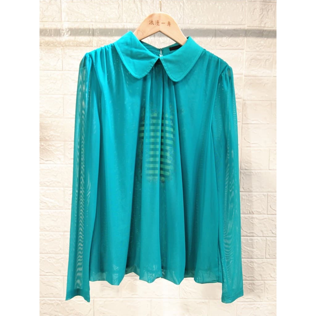 R RMEO/romântico uma primavera outono senhoras camisa superior manga longa chiffon cor sólida estilo fino chiffon fio bo