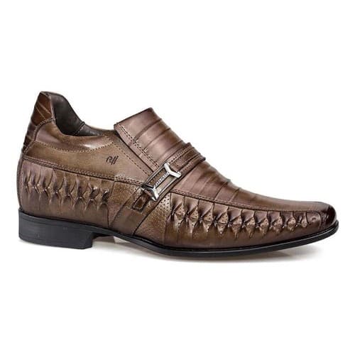 Sapato Social Masculino Rafarillo Alth Aumenta Altura 7cm Em Couro Legítimo Casual Cor Conhaque 3261