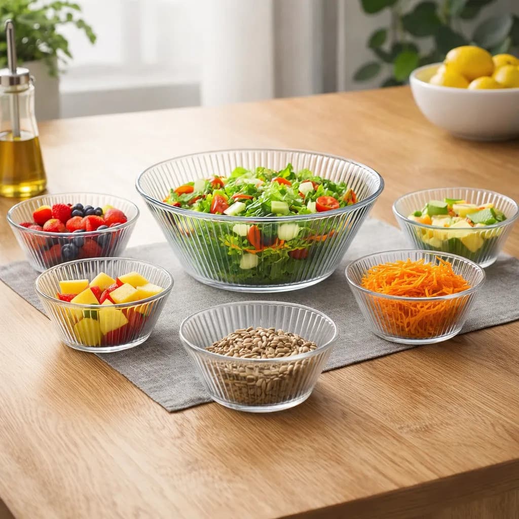 Kit Mesa Posta Vidro Graffiato Centro De Mesa 1,5l + 6 Bowls