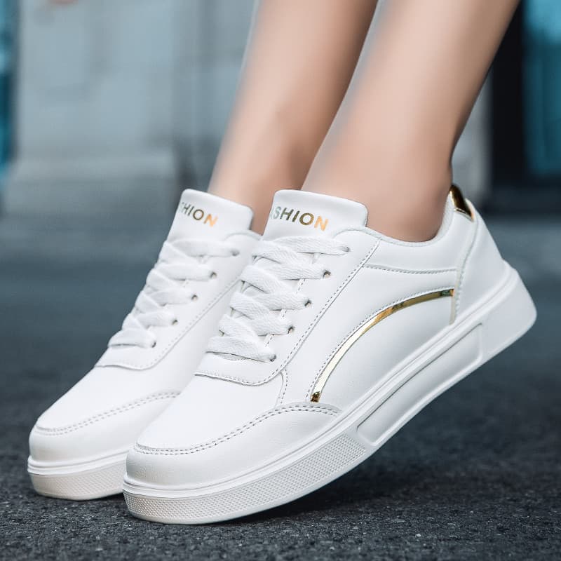Beaimeng sapatos femininos sapatos brancos primavera couro tênis esportivos moda feminina 2026 branco All-Match sapatos