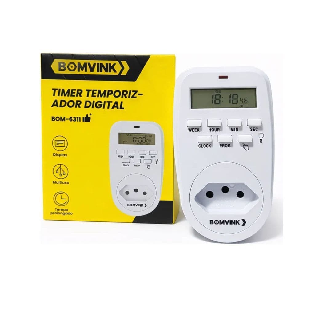 Temporizador Digital Bivolt Programável 10A - Timer para Iluminação, Piscina e Eletrodomésticos