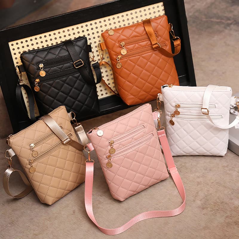 Simples Casual moda feminina saco clássico diamante bordado saco do telefone móvel saco com zíper Cross-corpo bolsa de o