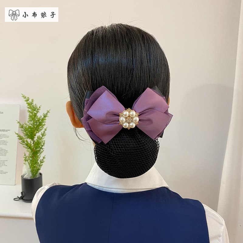 Pequeno pano senhora roxo rede de cabelo cabeça flor feminino acessórios para o cabelo net bolso aeromoça Hotel banco ca