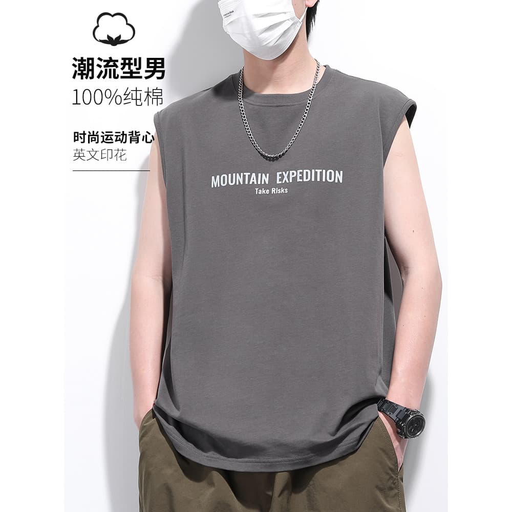 Colete meninos verão estilo fino algodão puro respirável confortável solto tamanho grande sem mangas camiseta bonito na
