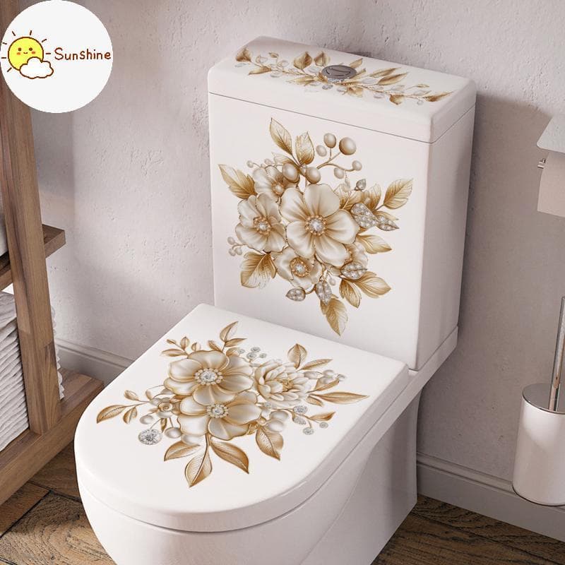 OMS Toalete Stier Flor Borboleta Banheiro Auto-Adesivo Pintura À Prova Dwaterproof Água Capa De Parede Do br