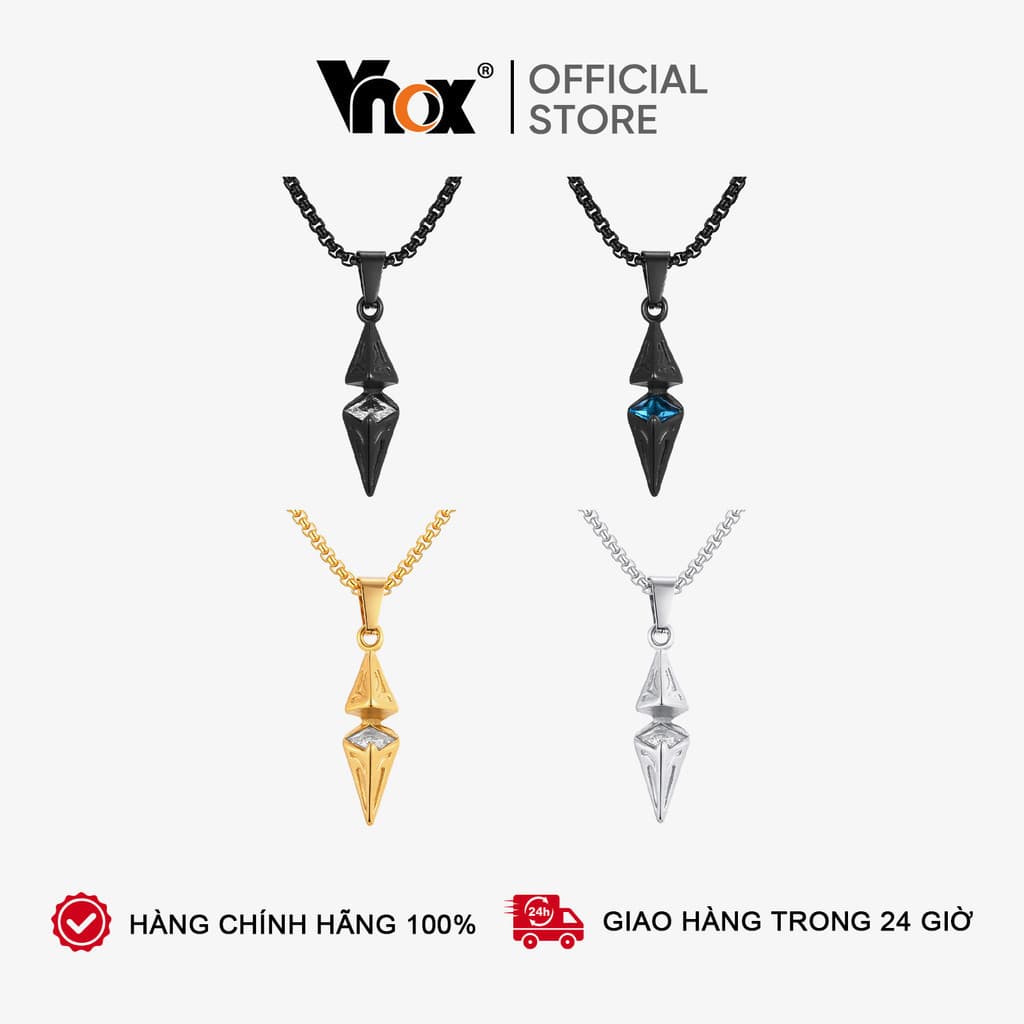 Colar com Pingente de Zircônia Azul e Branca em Forma de Losango VNOX, Joia Masculina Hipoalergênica em Aço Inoxidável,