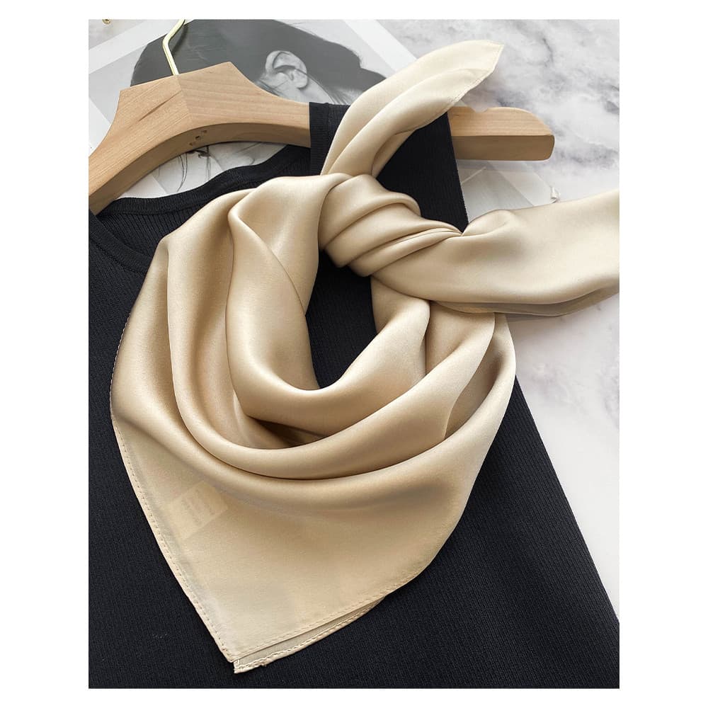 Lenço de seda de cor sólida pequeno lenço quadrado senhoras pescoço proteção pescoço High-End verão estilo fino protetor