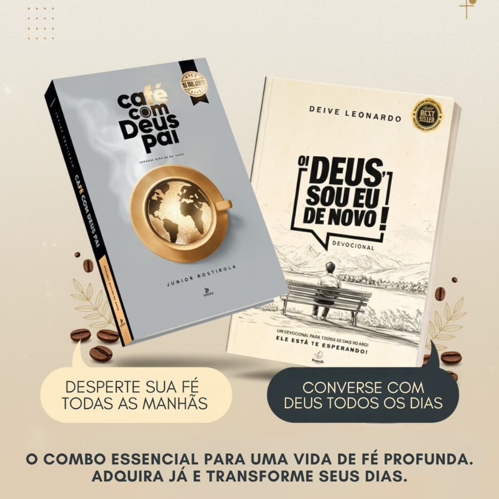 Kit 2 Livros Cristãos: Café com Deus Pai Junior Rostirola + Oi Deus Sou Eu De Novo Deive Leonardo