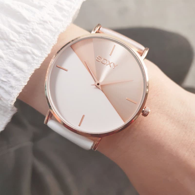 Relógio De Pulso Feminino De Couro Vintage Com Irregular
