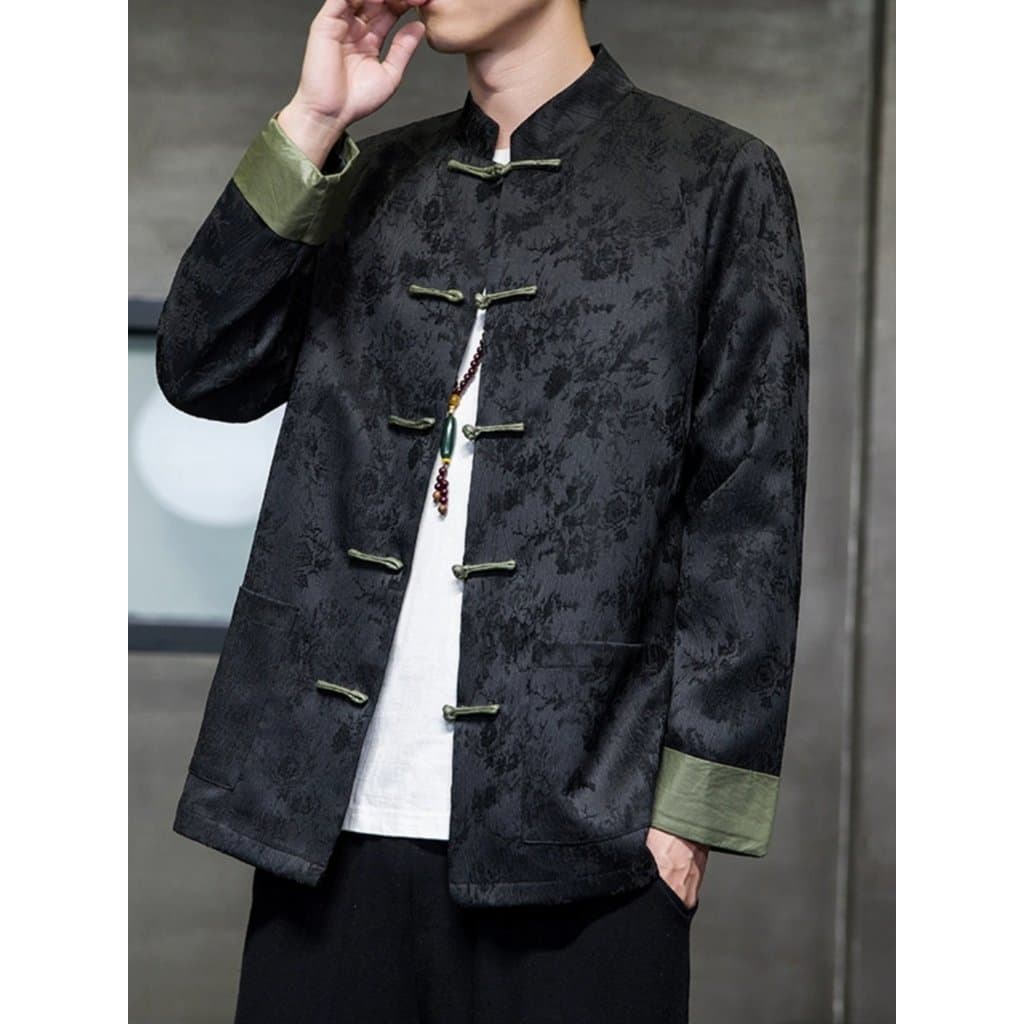 Outono inverno estilo chinês masculino usar fivela camurça jaqueta Retro novo estilo chinês Tang terno tamanho grande ja