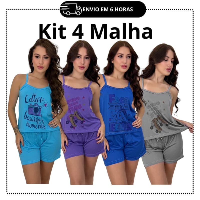 Kit 4 pijamas baby dool MALHA short dool