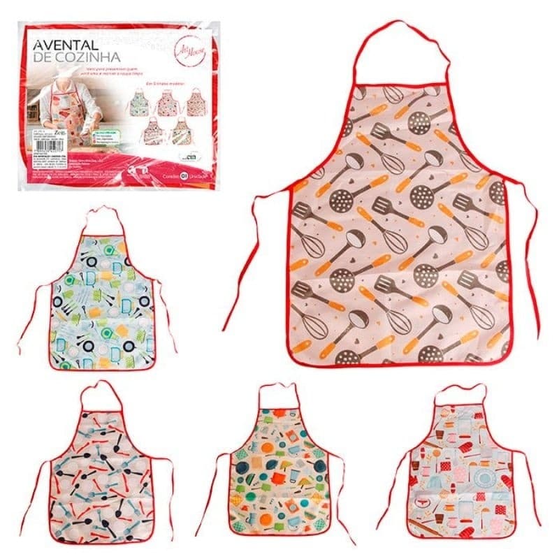 Avental de Cozinha Estampado Ajustável Proteção para Cozinhar Cozinha Aleatório