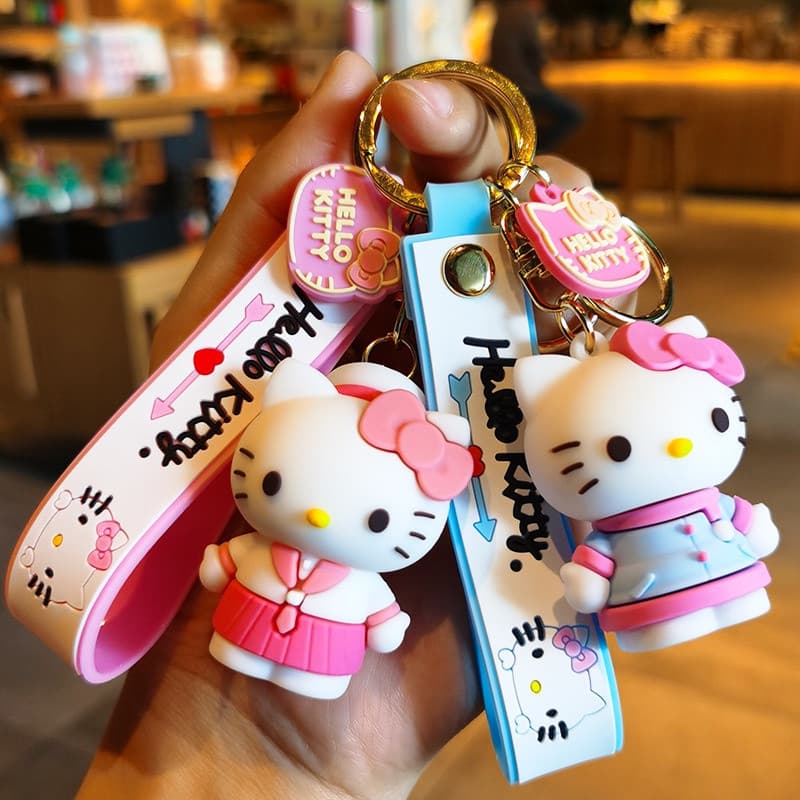 Chaveiro fofo de Hello Kitty pingente de bolsa da gatinha Kitty série de troca de roupas de verão acessório para meninas