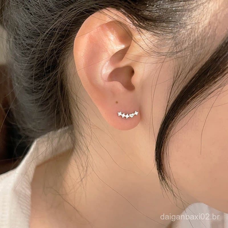 Brincos de diamante em formato de coração para mulheres, par de brincos de prata S925, joias elegantes com zircônio de t
