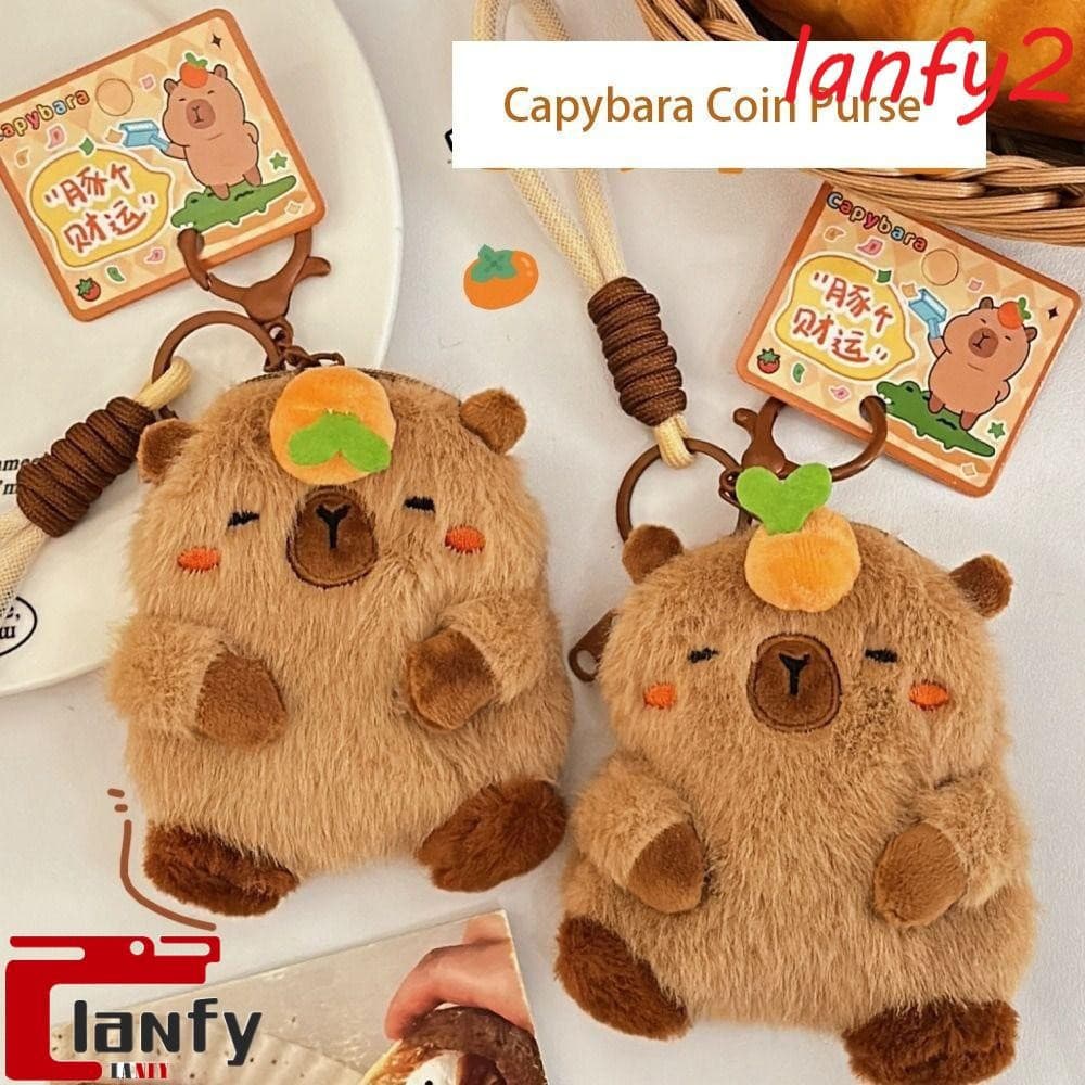 LANFY Capivara Moeda Bolsa , Brinquedos Dos Desenhos Animados Boneca De Pelúcia Chaveiro , Macio Pequena Carteira Cobaia