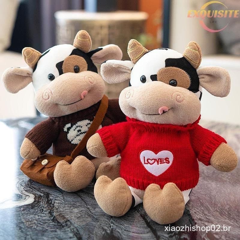 [EL] Bonito Vaca Brinquedo De Pelúcia Boneca De Pano Para Namorada Brinquedos Infantis Presentes Travesseiro Plushie Bon