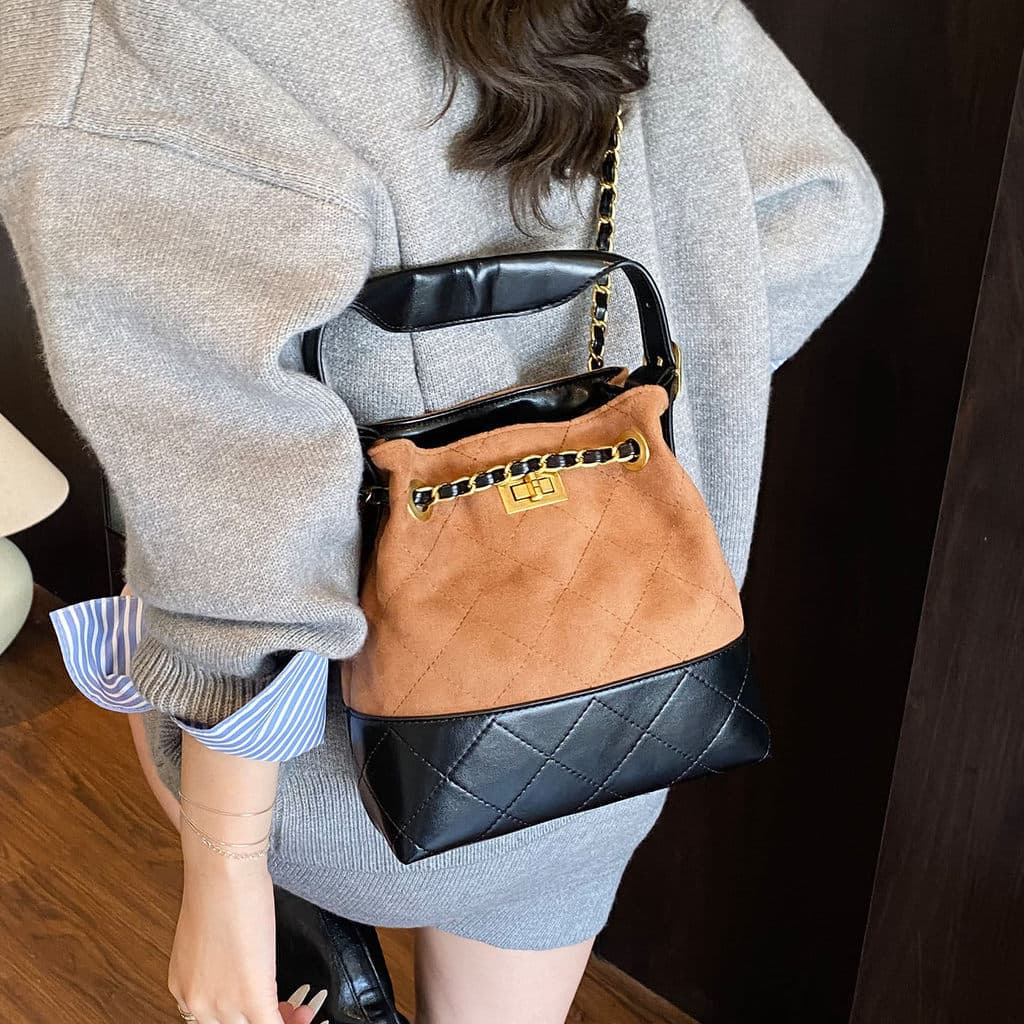 Bolsa balde de camurça com corrente de alta qualidade 2025 novo estilo de trabalho Commuter moda na moda All-Match Popul