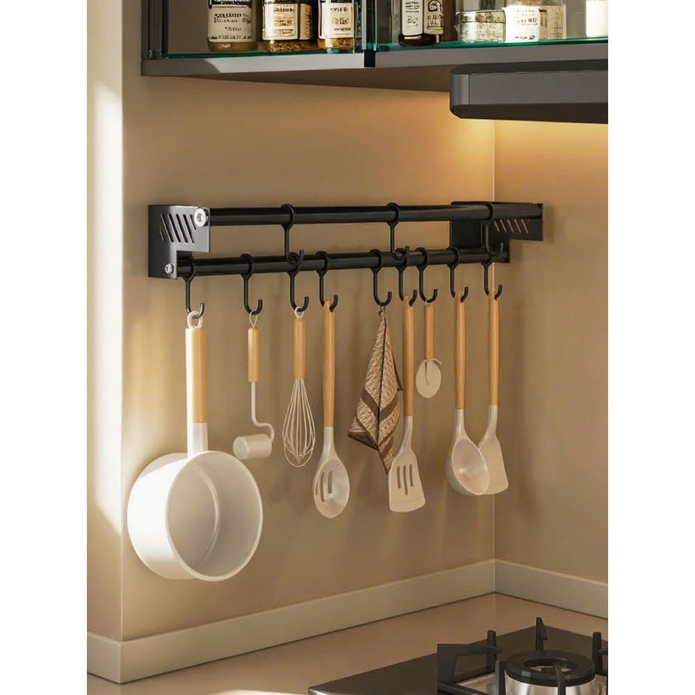 Gancho de cozinha haste de suspensão sem perfuração rack de parede utensílios de cozinha colher espátula envoltório de p