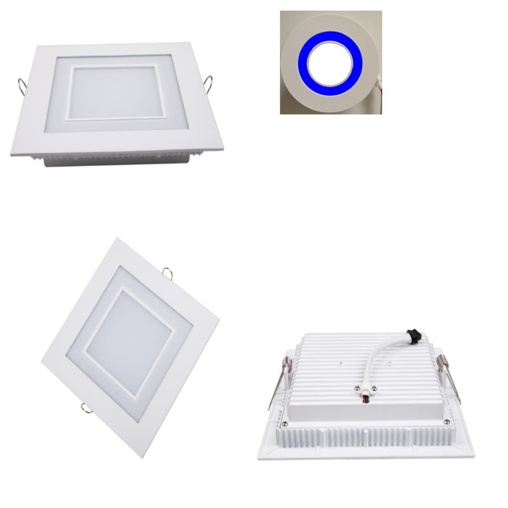 Painel Palafon Luminária 15w Azul+Amarelo Quadrado  De Embutir Led Bivolt
