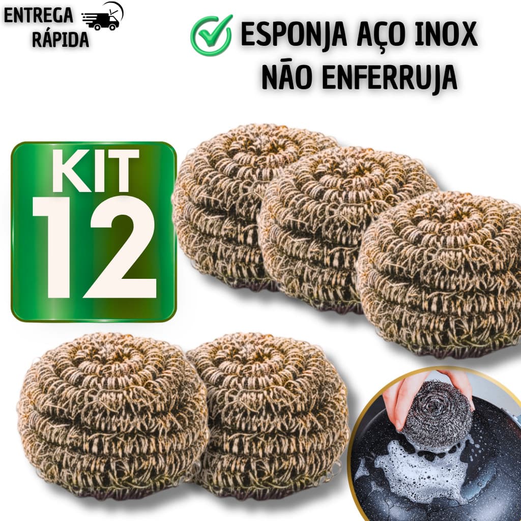 Esponja de Aço Inox – Anti-ferrugem – Limpeza Profunda para Panelas, Grelhas e Cozinha