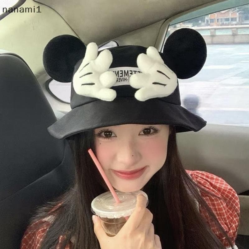 nanami1 Chapéu De Palma Do Mickey Dos Desenhos Animados Kawaii Chapéus De Pescador Para Mulheres Verão Ao Ar Livre Boné