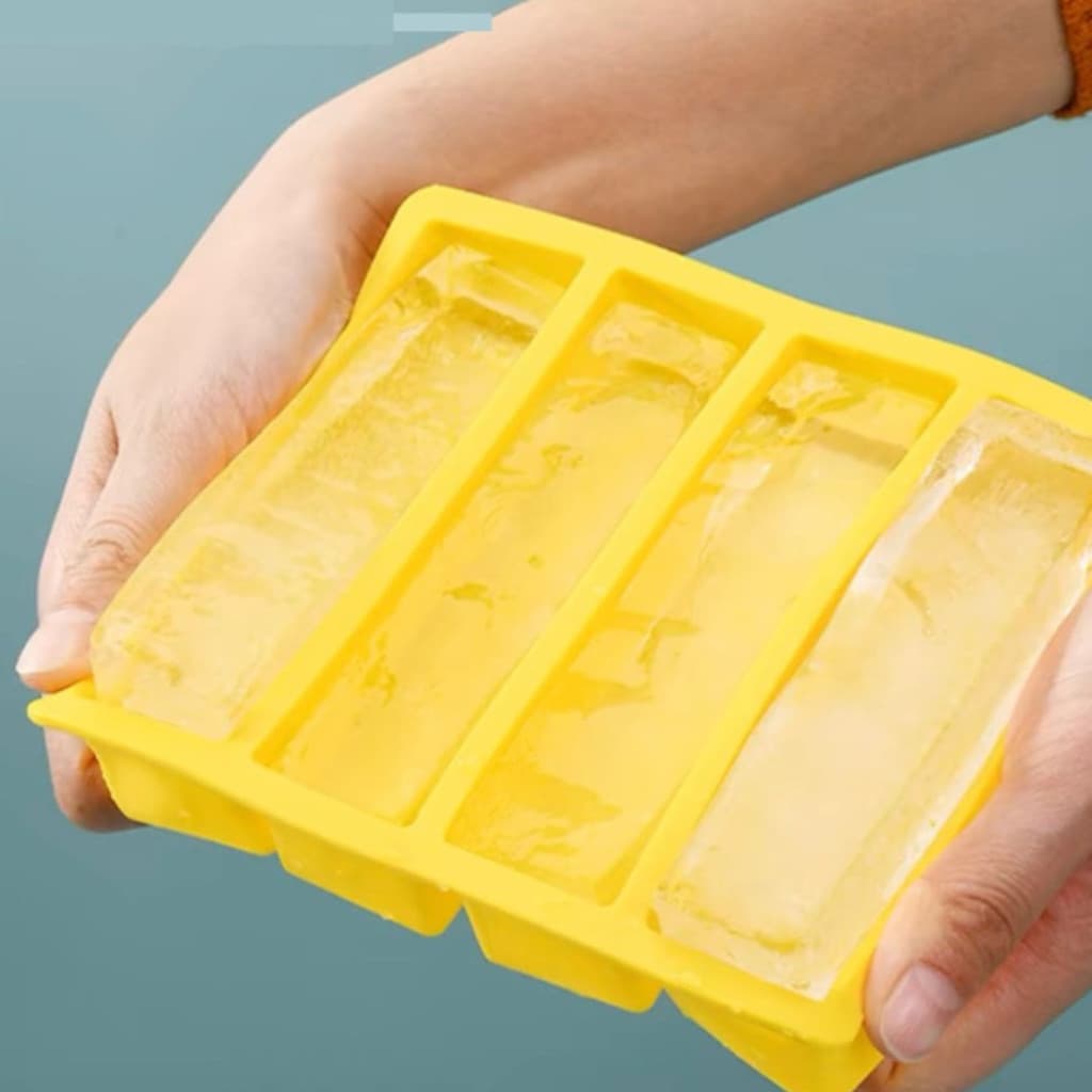 Forma Silicone 4 Cavidades Gelo Vermelho Ou Preto Retangular 17x14CM Multicolorido De Desenformar Para Gelos