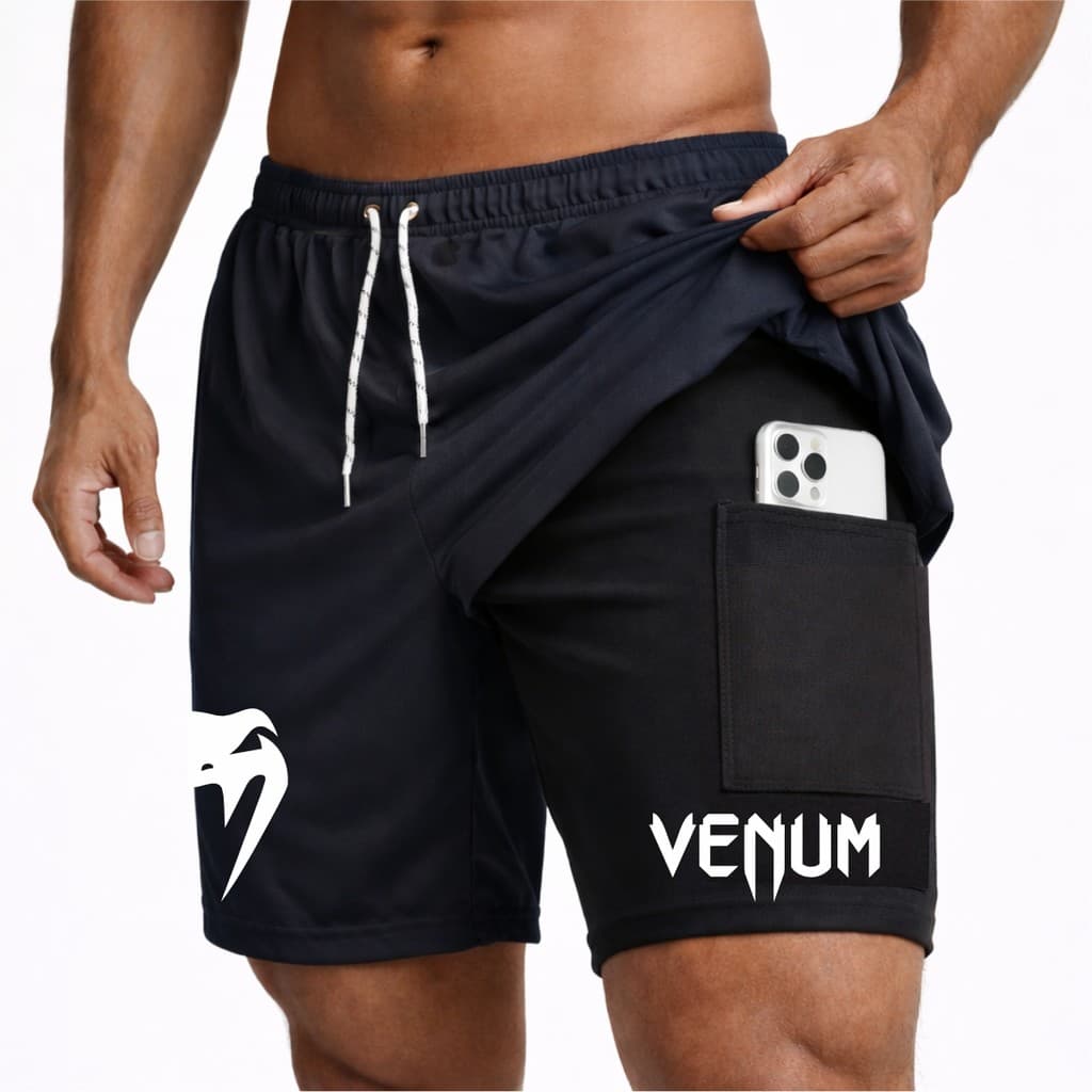 Bermuda Shorts Compressão 2 em 1 VNM 03 Masculina Dry Fit + Elastano Leve para Academia Corridas