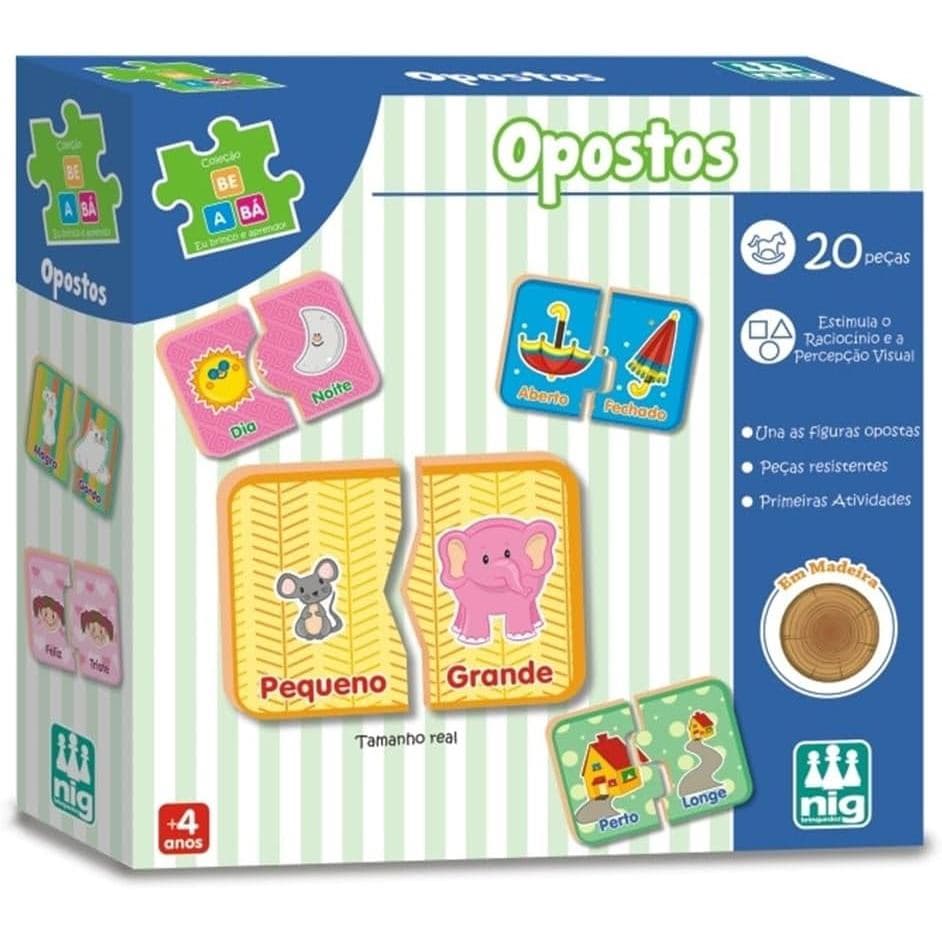 Brinquedo Pedagógico em Madeira Be-a-Bá Opostos NIG Brinquedos