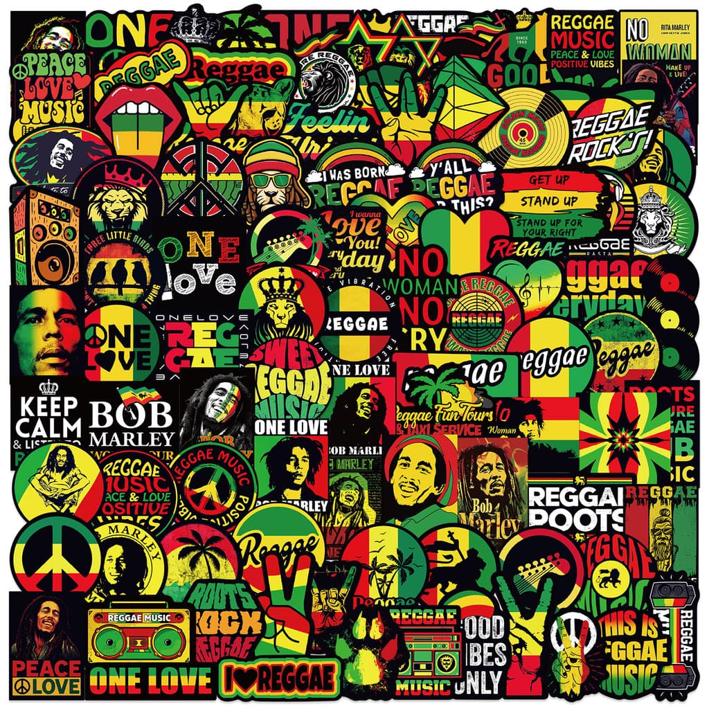 102 Unidades/Conjunto ❉ Música Reggae . Adesivos Bob Marley Série 01 De Decalques De Doodle À Prova D'água Da Moda DIY