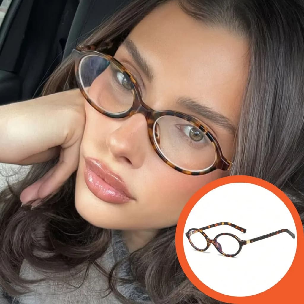 Óculos de sol feminino oval retrô, padrão tartaruga, estilo moderno E do momento no Menor Preço