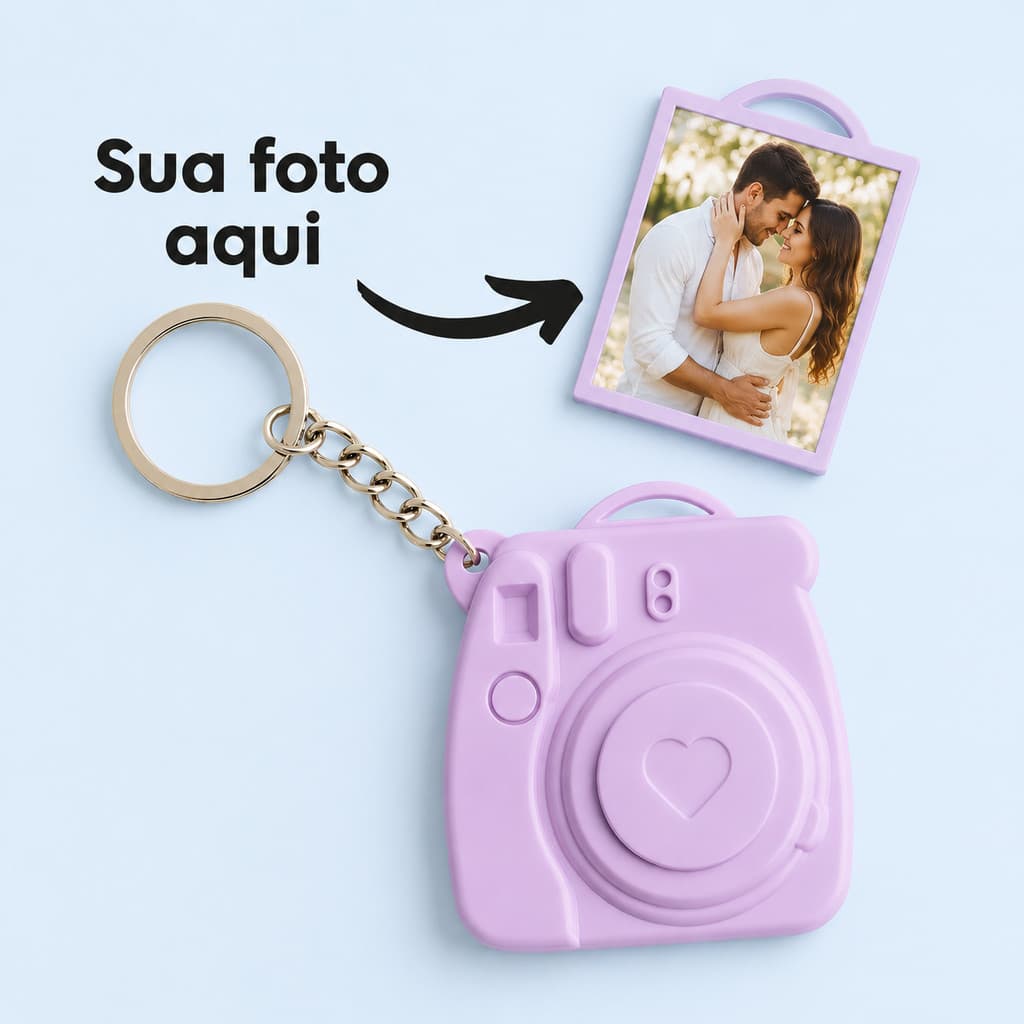 Chaveiros Porta Foto Polaroid Mini Retrato Colorido com Várias Opções
