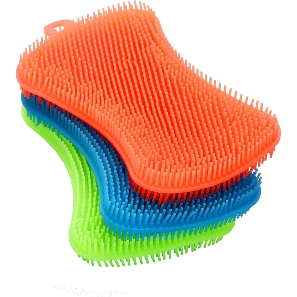 3 Esponjas de Silicone OstWony para Louça, Esponjas de Silicone de Grau Alimentício, Utensílios de Cozinha Multiuso e Ef