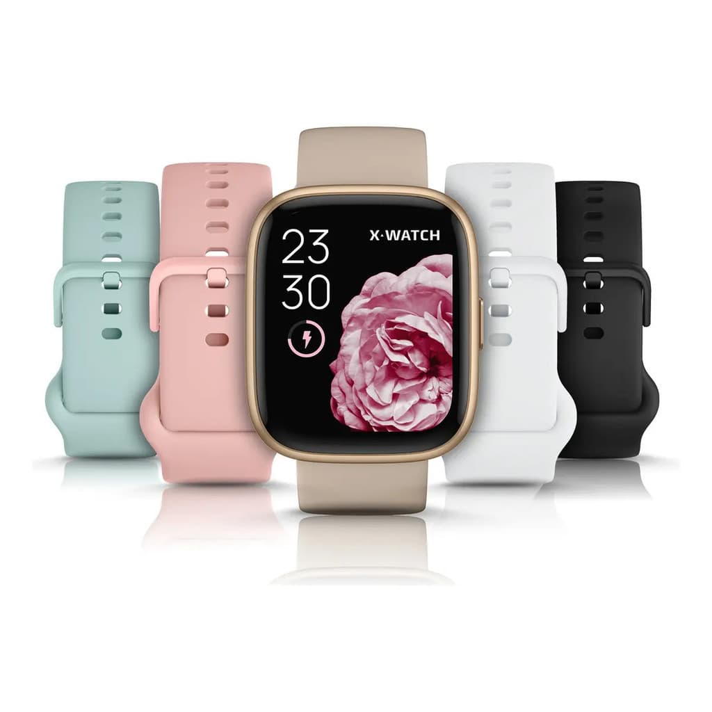 Smartwatch X-watch Prisma Troca Pulseiras Faz Ligações Rose Rose Gold Rosapretobrancoverde-claro