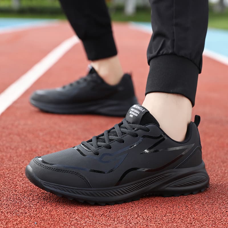 Beaimeng outono preto sapatos masculinos estudante tênis de corrida couro à prova dwaterproof água sapatos esportivos so