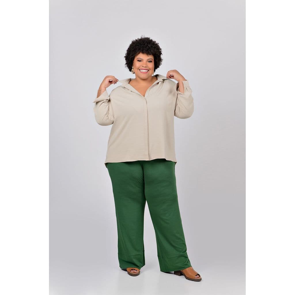Camisa Social Feminina Areia Plus Size