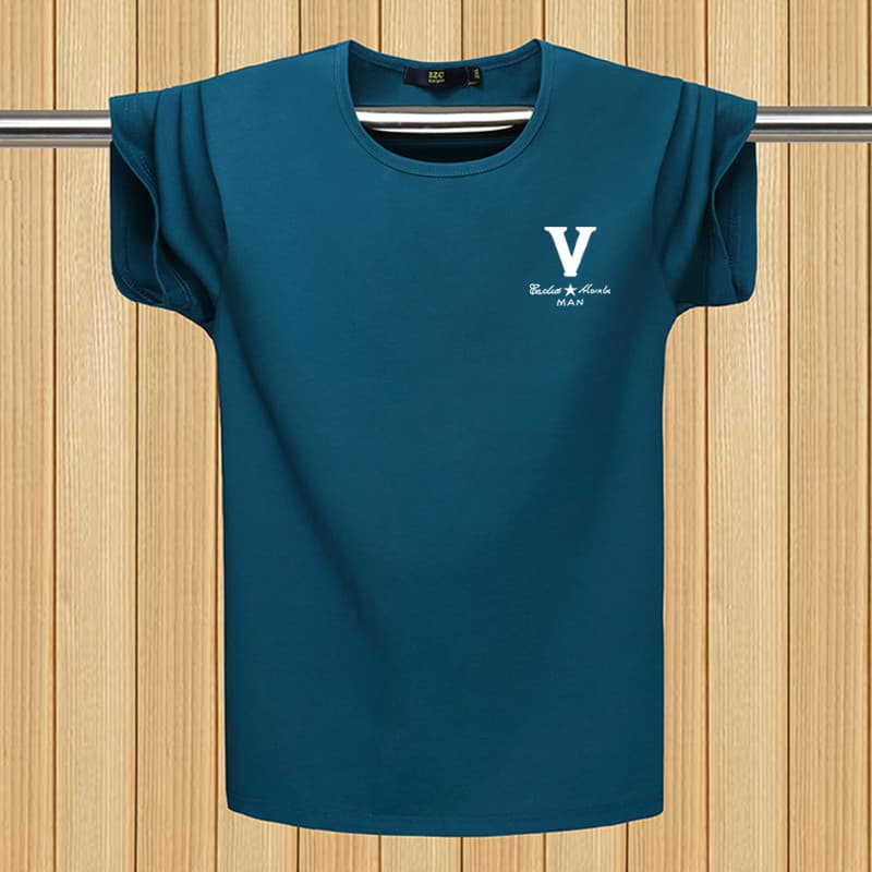 2025 verão puro algodão Lycra tamanho extra grande camiseta de manga curta masculina solta em torno do pescoço gordo mai