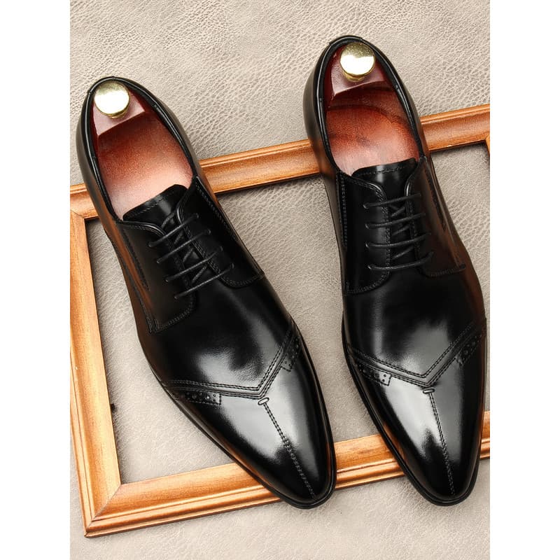 Versão russa couro de bezerro três conectores sapatos de couro masculino negócios Formal Wear couro genuíno britânico de