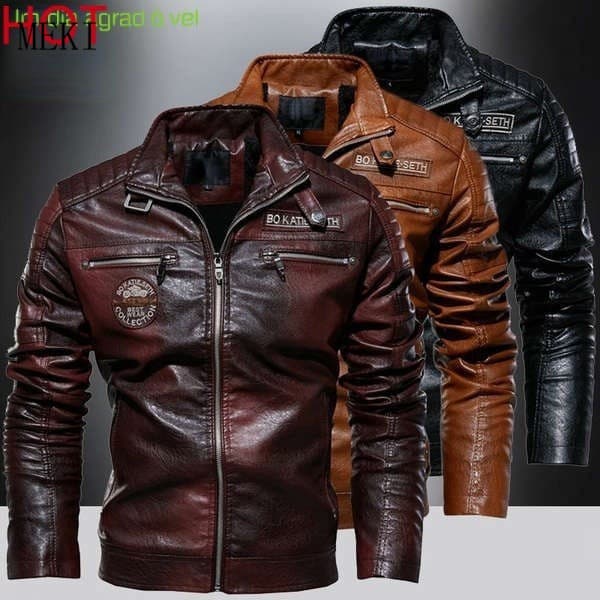 Jaqueta Masculina de PU Estilo Europeu-Americano para Motociclistas, Coleção Inverno 2026, Casaco Resistente com Forro d