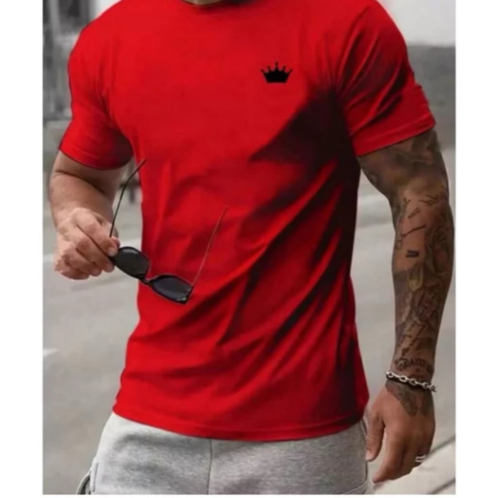 CAMISETA CAMISA  MASCULINA COROA 100% ALGODÃO BLUSA ESTAMPADA PROMOÇÃO Básico