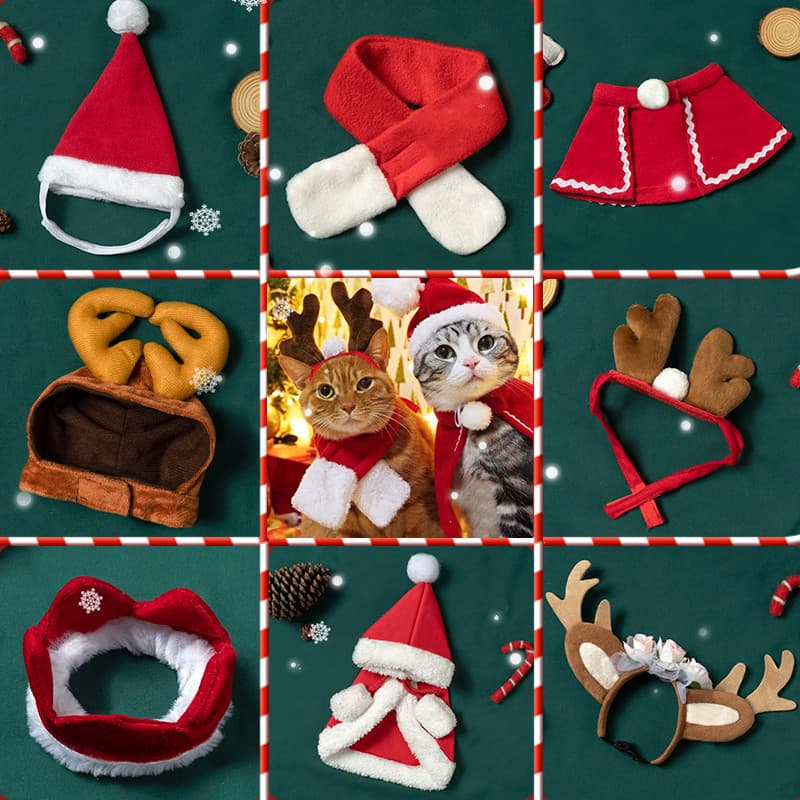 Gato roupas de natal Pet ano novo roupas manto babador Headwear cachecol Bichon Teddy Corgi bonito roupas engraçadas