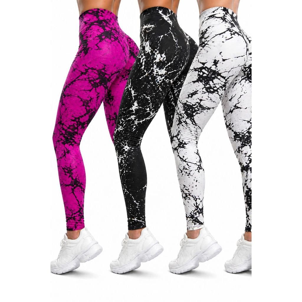Legging Feminina Academia Tie Dye Marmorizada Cintura Alta Modeladora Fitness Confortável