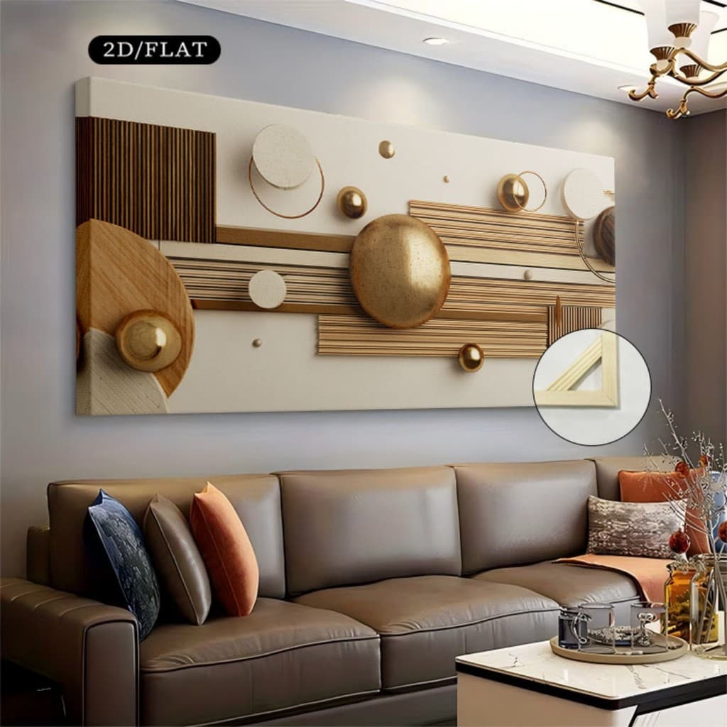 Quadro Decorativo Grande 115x80cm Geométrico Neutro Sala,Quarto,Copa,consultório,escritório,hall