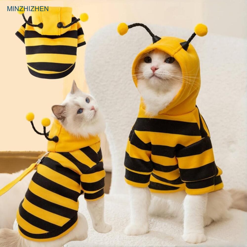 Vestuário Bonito Do Casaco Cão De Estimação Da Abelha , Traje Gato Antena Hoodies , Aconchegante Respirável Gatinho Filh