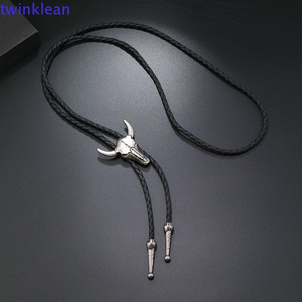 Colar Masculino TWINKLEAN , Com Pingente De Cabeça De Boi Estilo Étnico Prateado De Couro PU Hip Hop De Cobre
